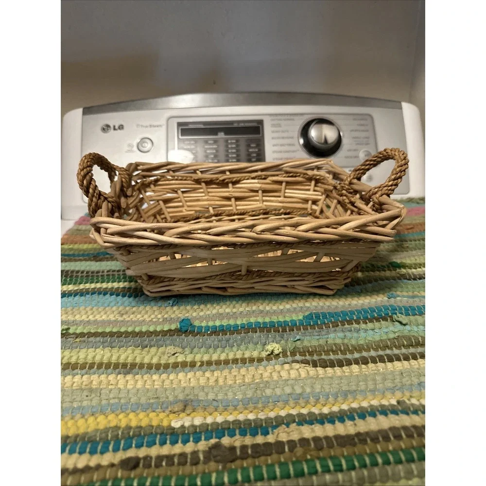 Woven Wicker Rattan Braided Tray Boho Square Rectangle Basket‎ Tray Vintage