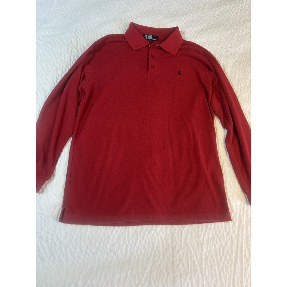 Vintage Polo Ralph‎ Lauren Shirt XXL Men's Classic Solid Long Sleeve 2XL Big Red
