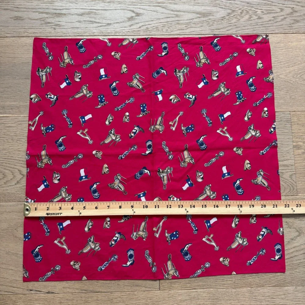 Hobby Lobby Red Western Bandana Texas Flag Cowboy Boot Saddle Cotton Scarf