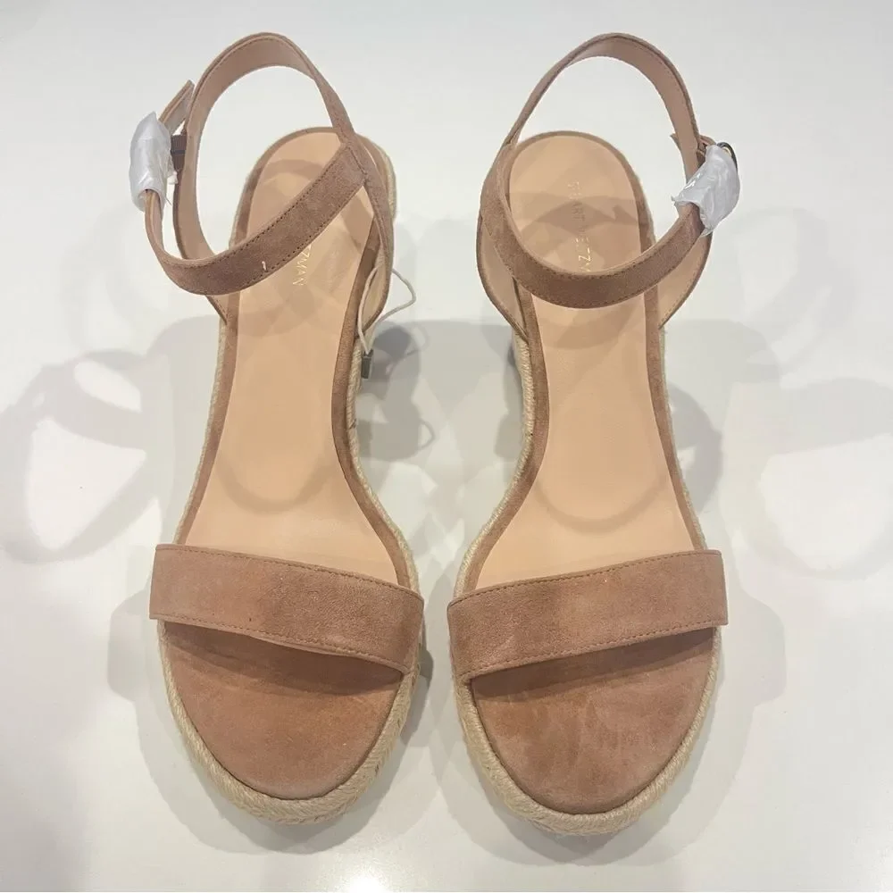 Stuart Weitzman Teddi Wedge Heel Leather Espadrille Sandals NEW Size 11
