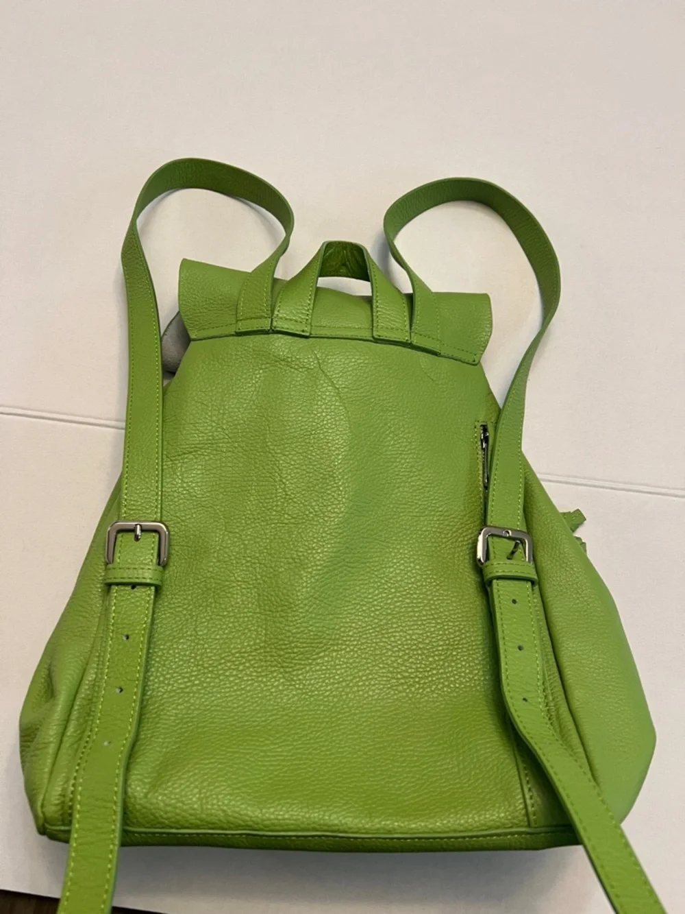 PELLETTERIA VENETA ITALY GREEN PEBBLED LEATHER BACKPACK BAG