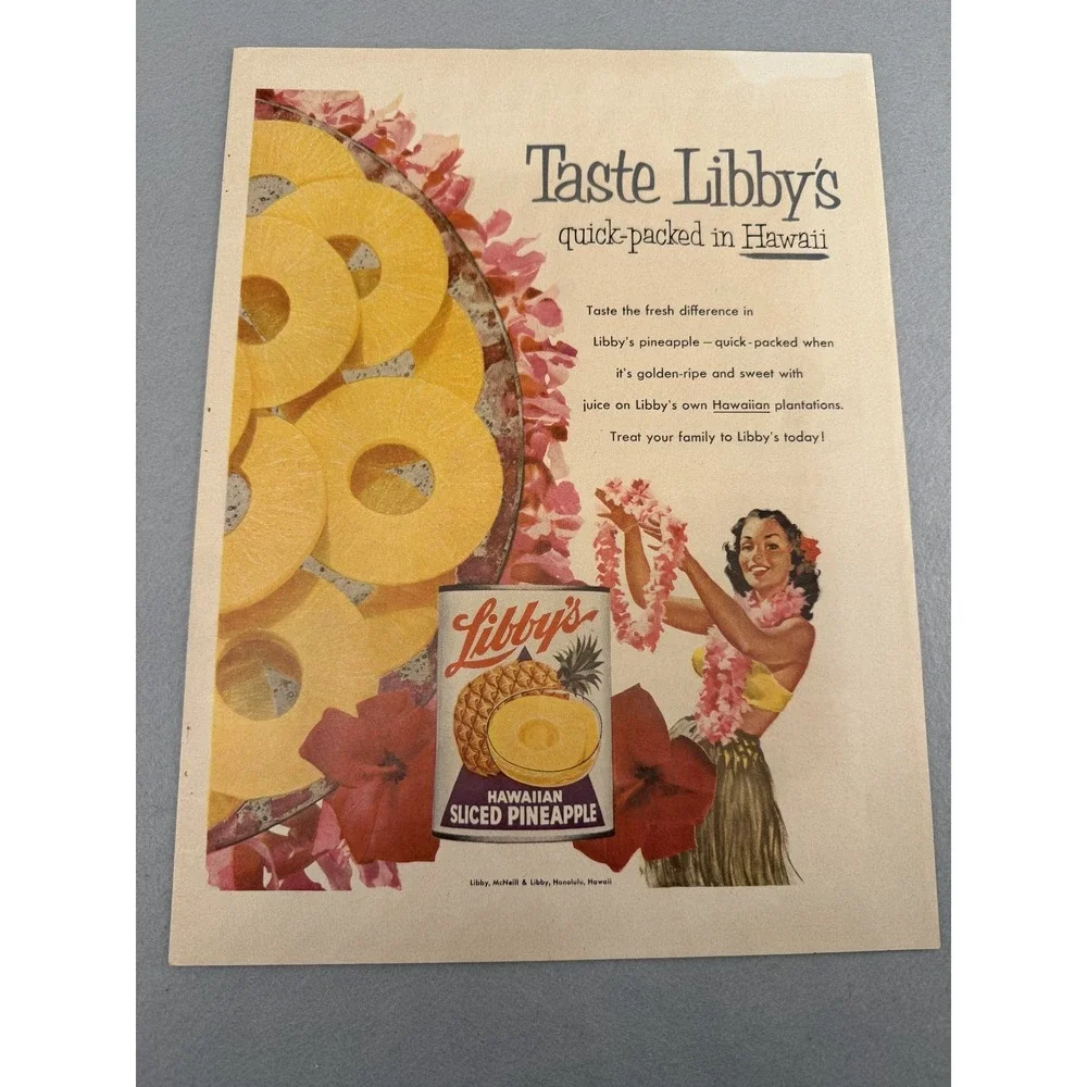 Framed Double-Sided 1953 Ad: Kellogg's Tony‎ the Tiger / Libby's Pineapple