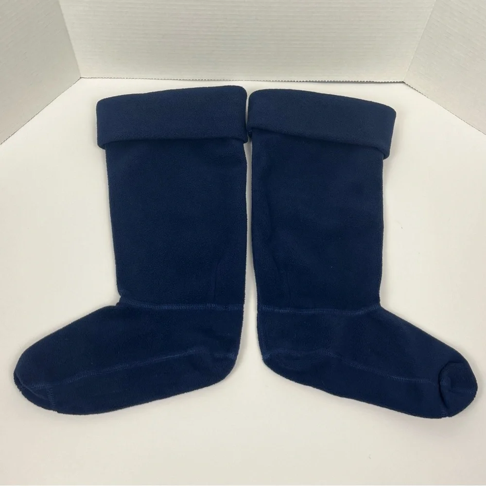 A Little Bit Racey blue fleece equestrian embroidered boot liners, medium.
