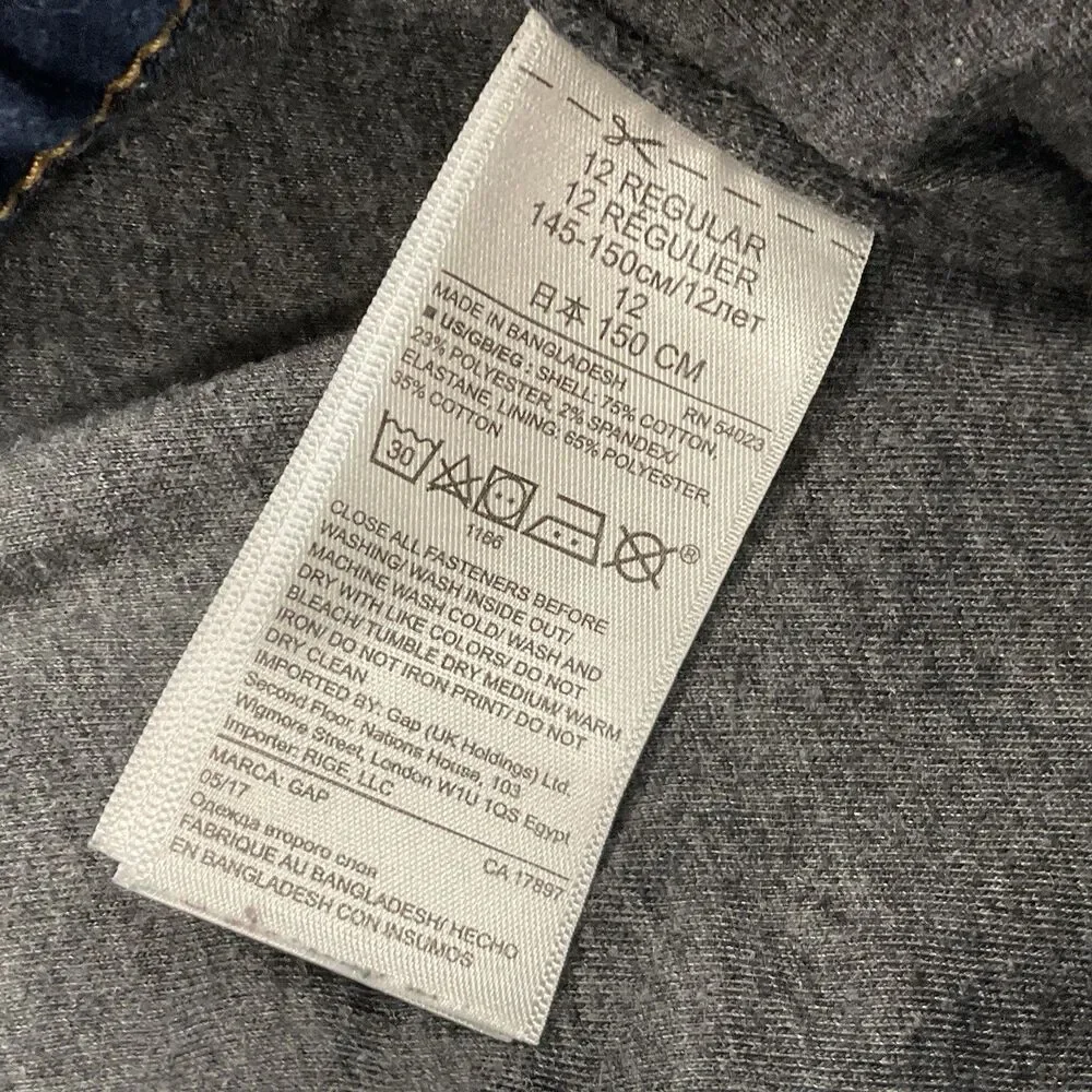 Gap Kids‎ 1969 Girls 12 Denim Jeans Regular Straight Knit Lined Medium Wash