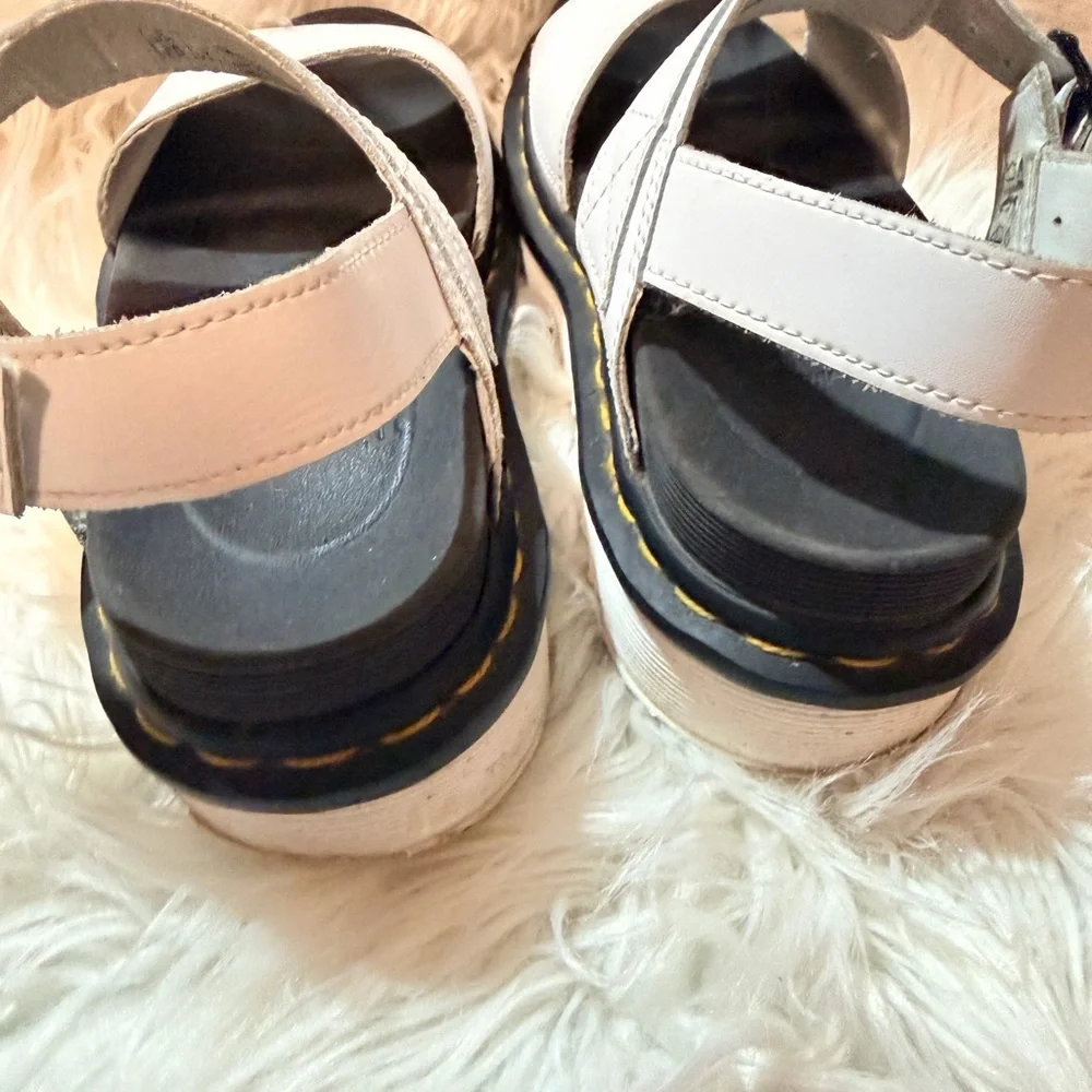 Dr. Martens Women's Voss Leather Strap Platform Sandals White Size 7