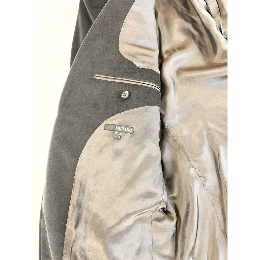 Vintage Y2K Murano Brown Velvet Blazer Sport Coat Jacket Epaulets Mens Large‎ L