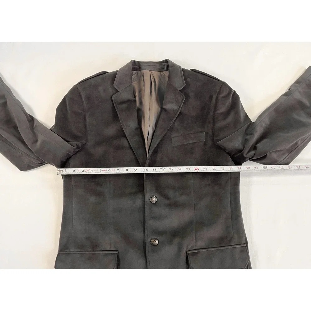 Vintage Y2K Murano Brown Velvet Blazer Sport Coat Jacket Epaulets Mens Large‎ L