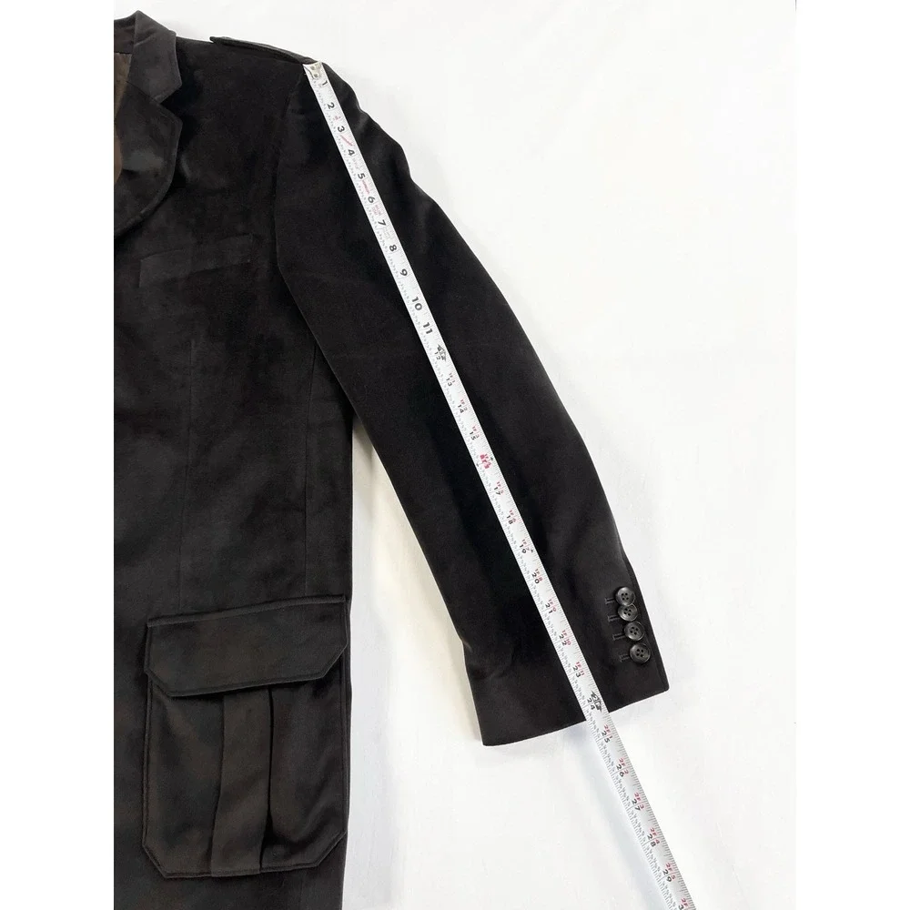 Vintage Y2K Murano Brown Velvet Blazer Sport Coat Jacket Epaulets Mens Large‎ L