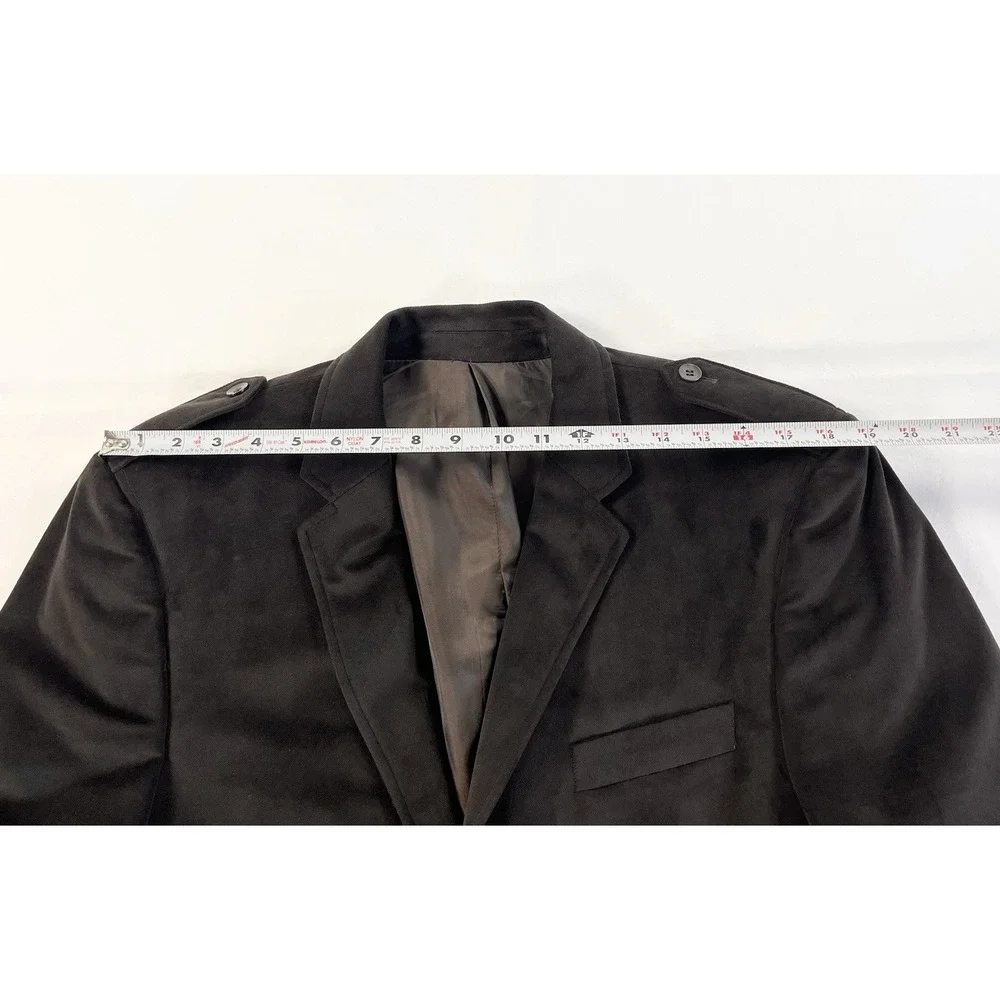 Vintage Y2K Murano Brown Velvet Blazer Sport Coat Jacket Epaulets Mens Large‎ L