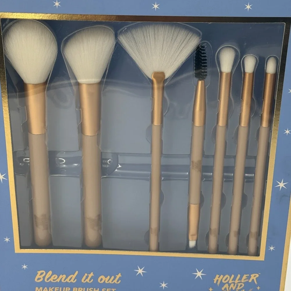 Holler and Glow Makeup Brush Set 7pc Cylinder Gift Set Soft Blend Kit NEW