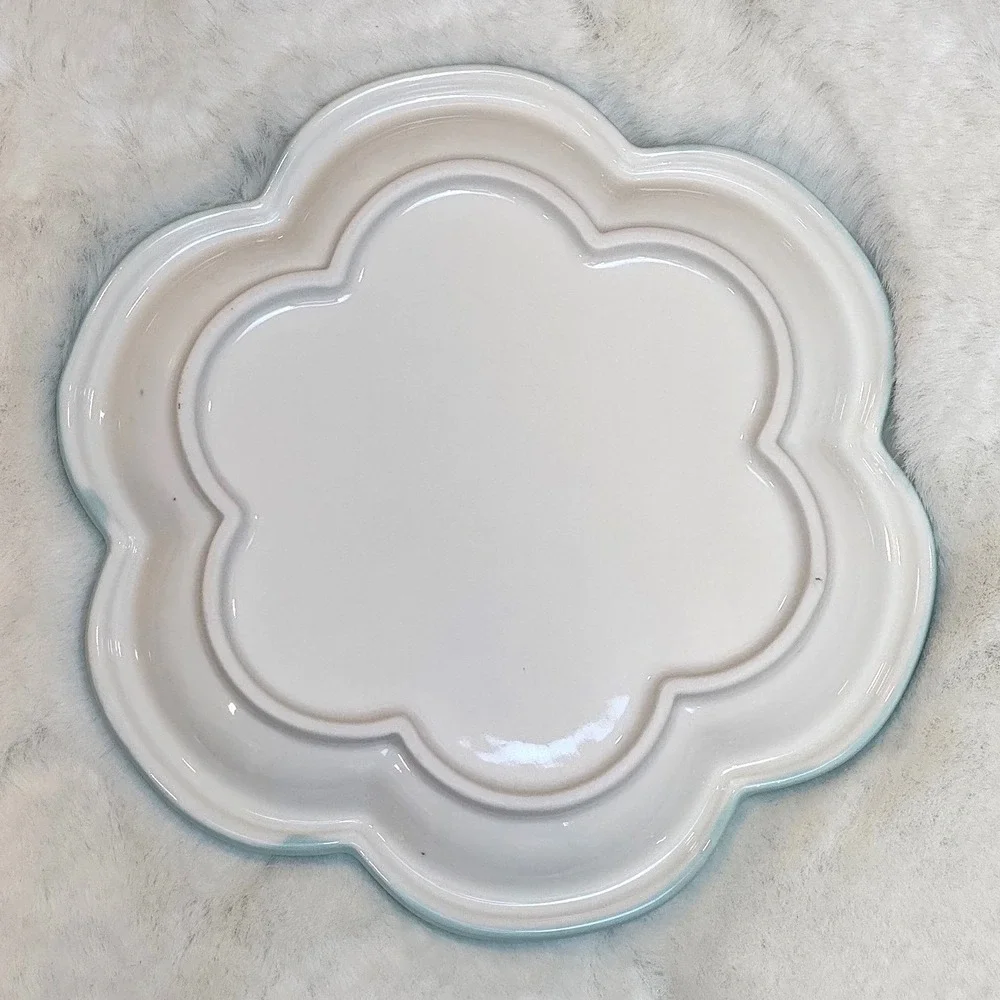 New Flower Ceramic Cat Plate Whisker‎ Fatigue Relief Pet Dish Pink Blue 6 inch