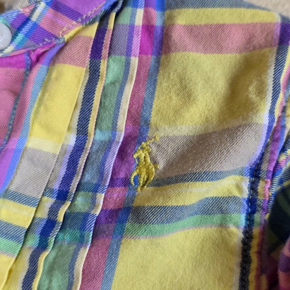 Ralph Lauren Kids Girls Plaid Tunic Shirt Dress Yellow‎ Pink Blue Size 4T
