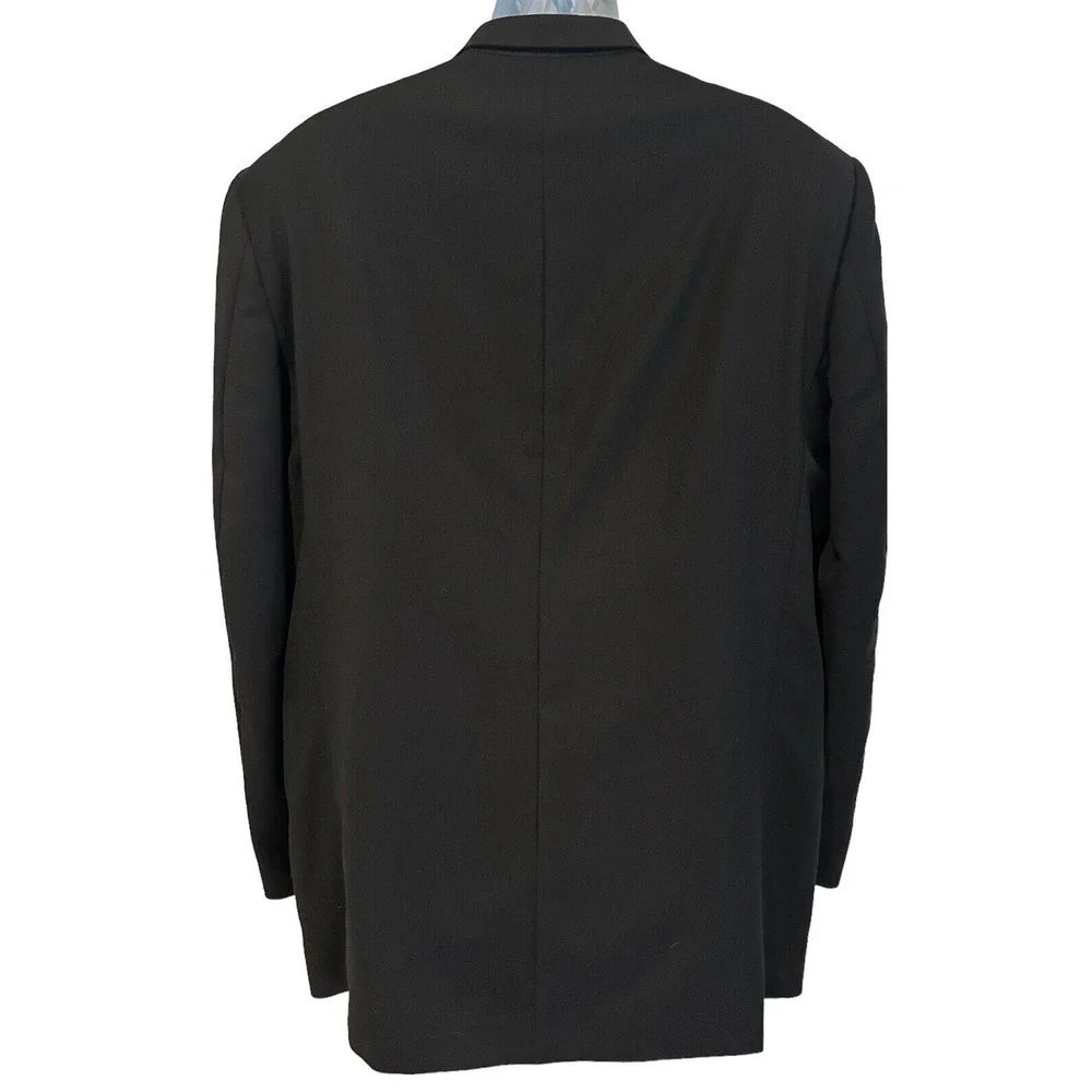 Emanuel Ungaro Mens Blazer Suit Coat Black Wool 44L Long Silver Tone‎ Buttons