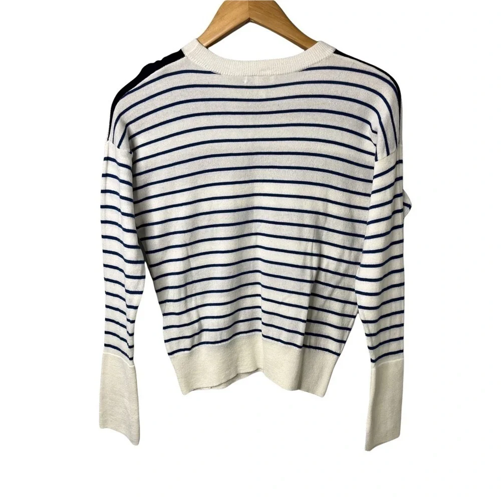 Joie Kaylara Cocktail Stripe Cotton Pullover Sweater Size XS Blue White Nautical
