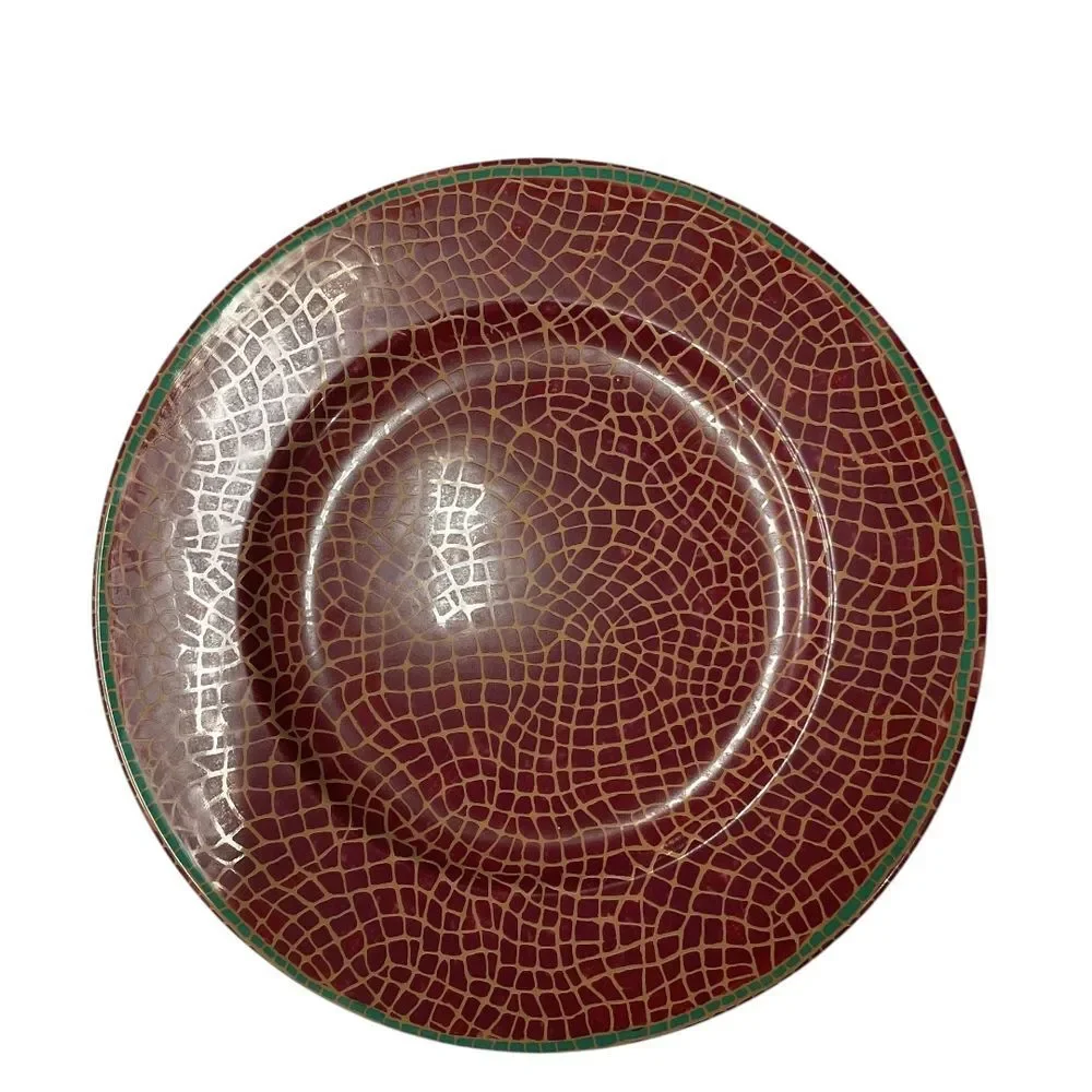 Earthenware Exclusively for‎ Pier 1 Mosaic Fruit Dinner Plate Red