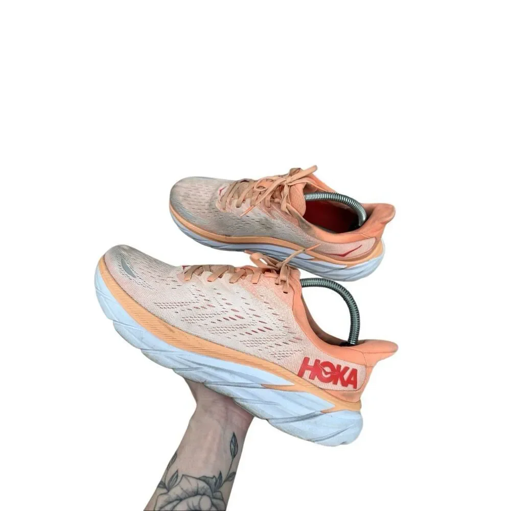 Hoka One One Clifton 8 Women's Size 9.5B High Cushion Running Shoes Coral Orange
