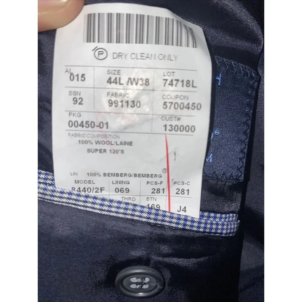 Men's Loro‎ Piana Black Super 120's Wool Sport Coat Blazer Jacket Sz 44L