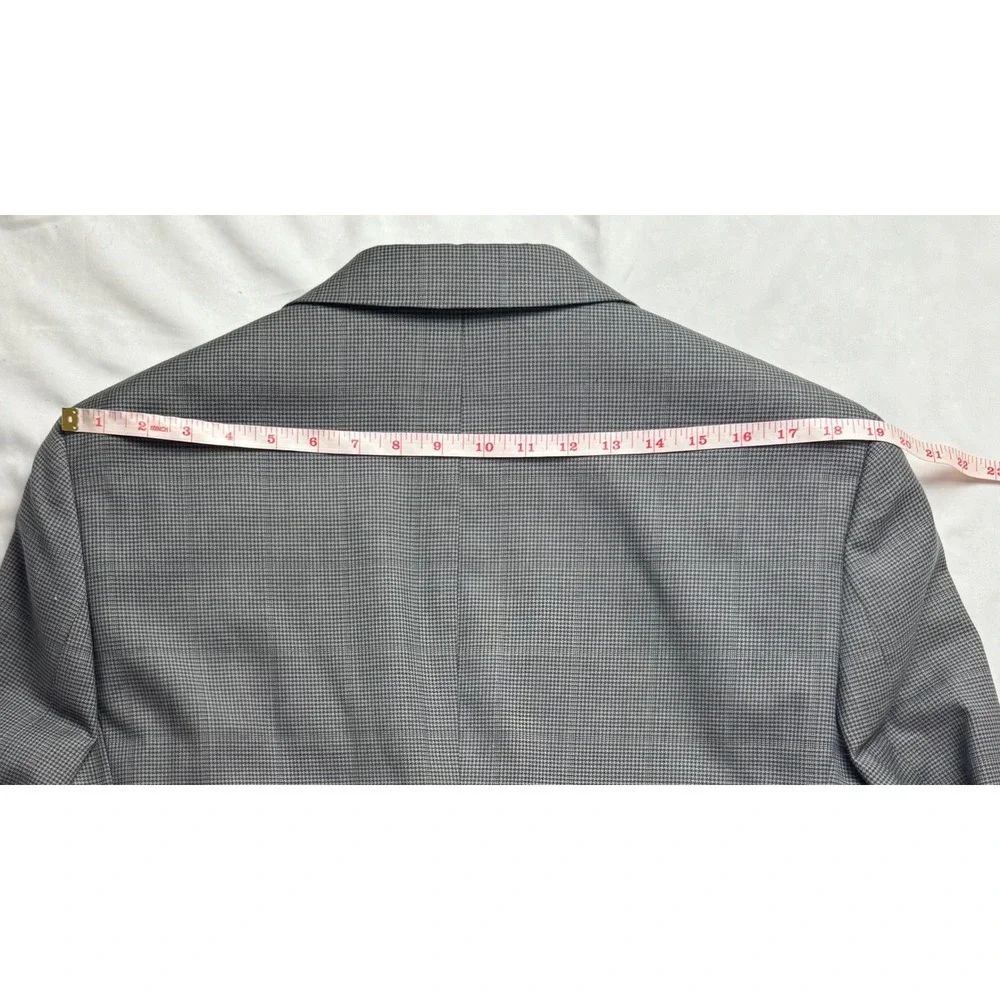 Stafford CoolMax EcoMade Suit Jacket 42R Gray Houndstooth Wool Blend Classic Fit