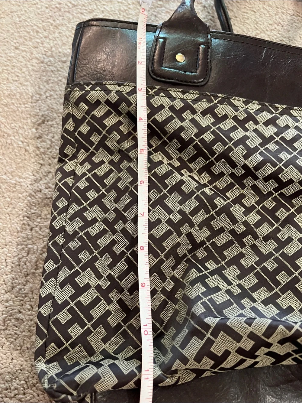 Tommy Hilfiger Brown and Cream Signature Stripe Tote