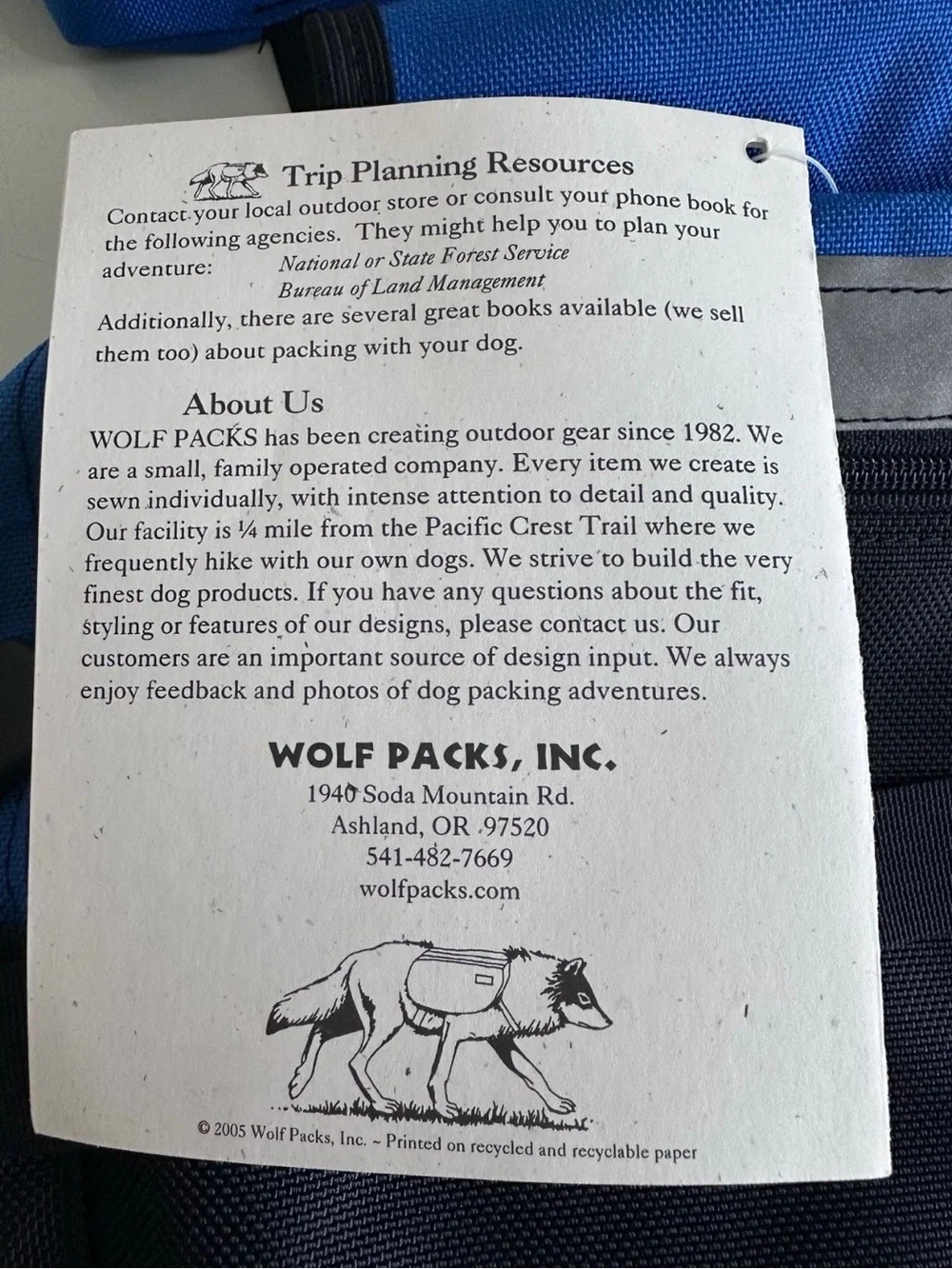 Wolf Packs Banzai Dog Backpack