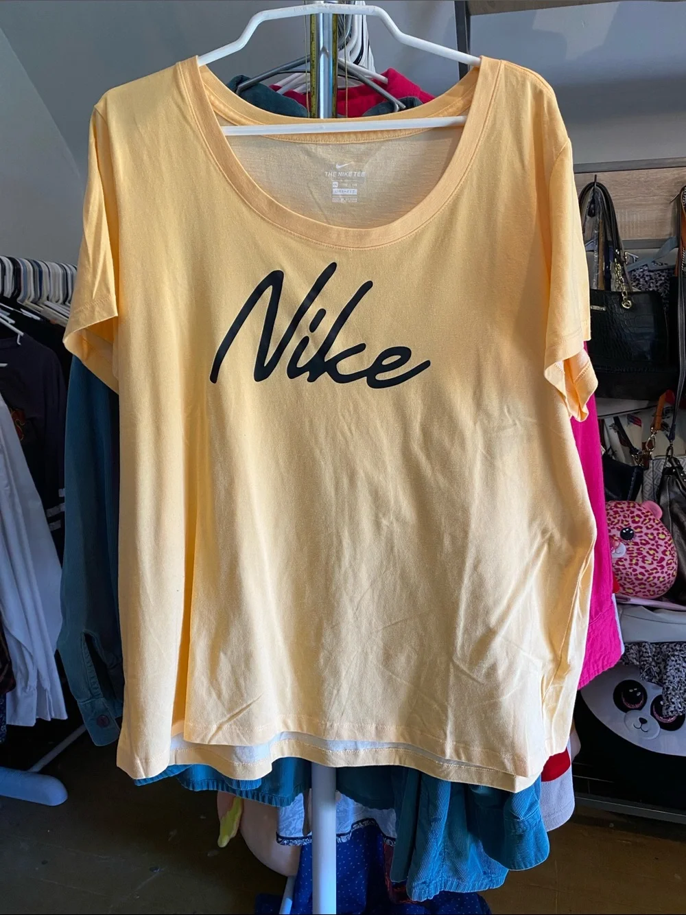 Nike Yellow Short Sleeve Logo Tee Orange Creamsickle color