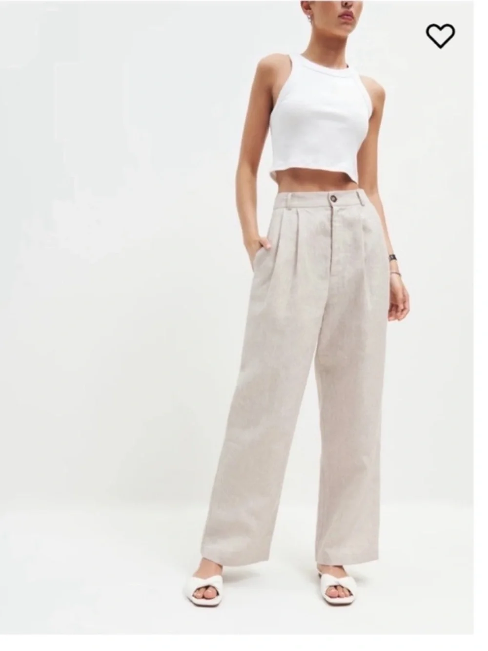 Reformation Mason Linen Pant 2P oatmeal