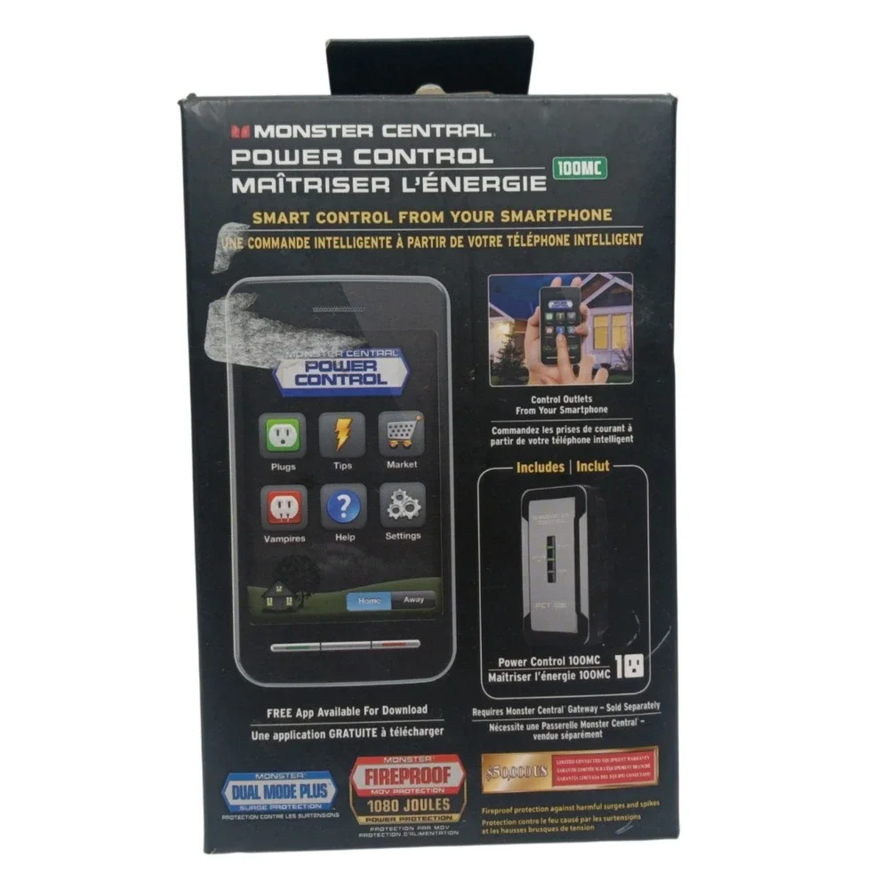 Monster‎ Central 100MC Remote Control Power Outlet + Smartphone App Monitor