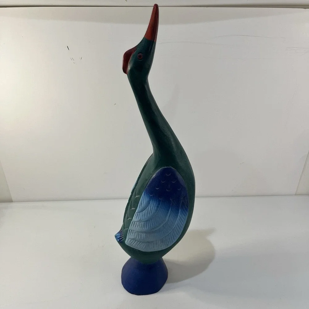 Vtg MCM Wood Swan Long Neck Figurine 18.5