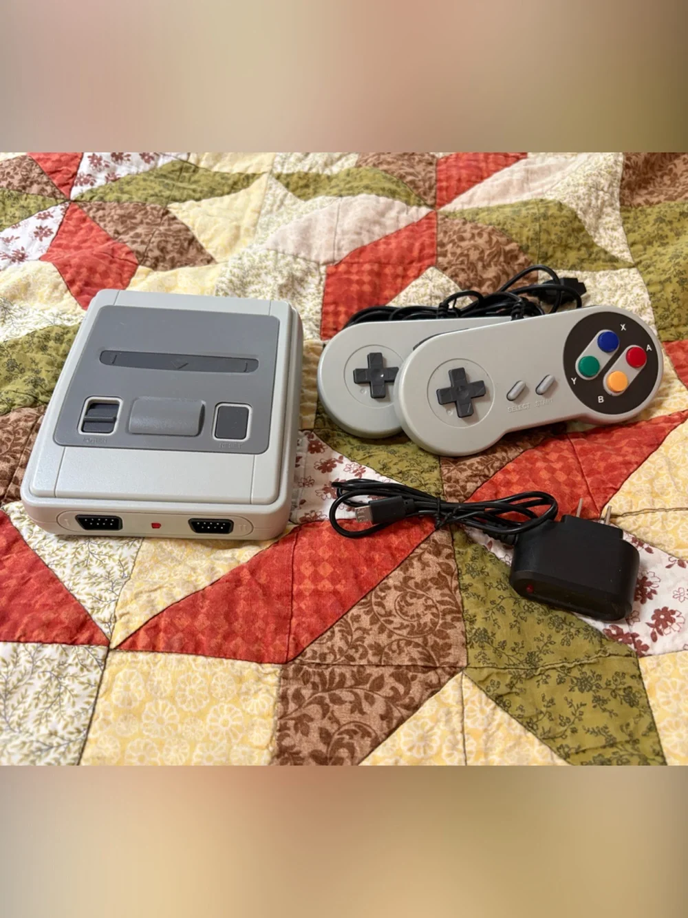 Classic Retro-Style Mini Console with Gray Controllers