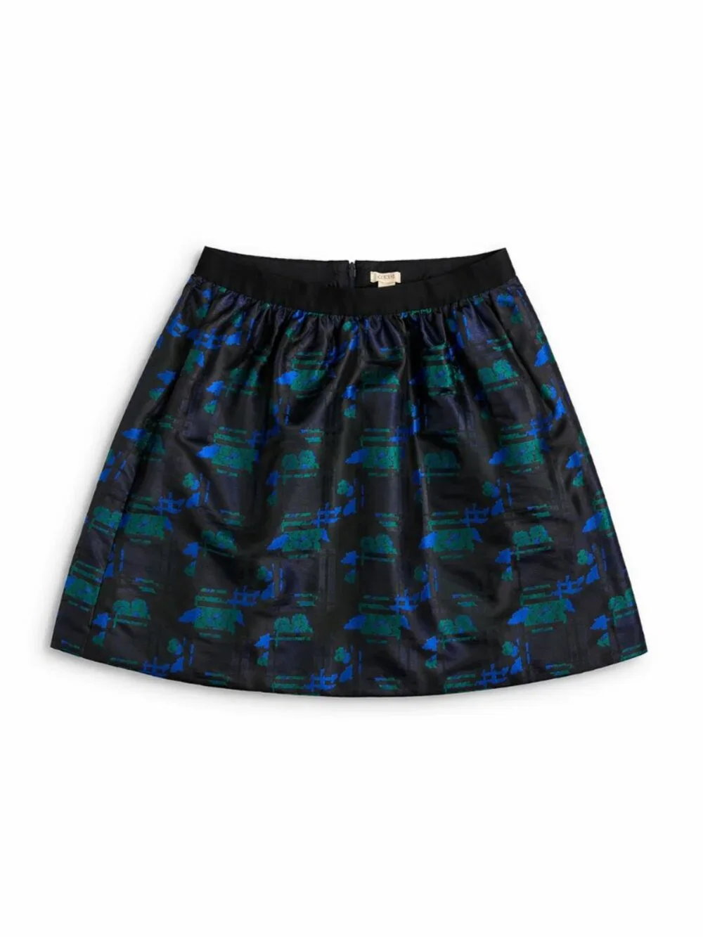 J.Crew NWT Black + Blue-Green Pattern Skirt- Size 8, Office Ready