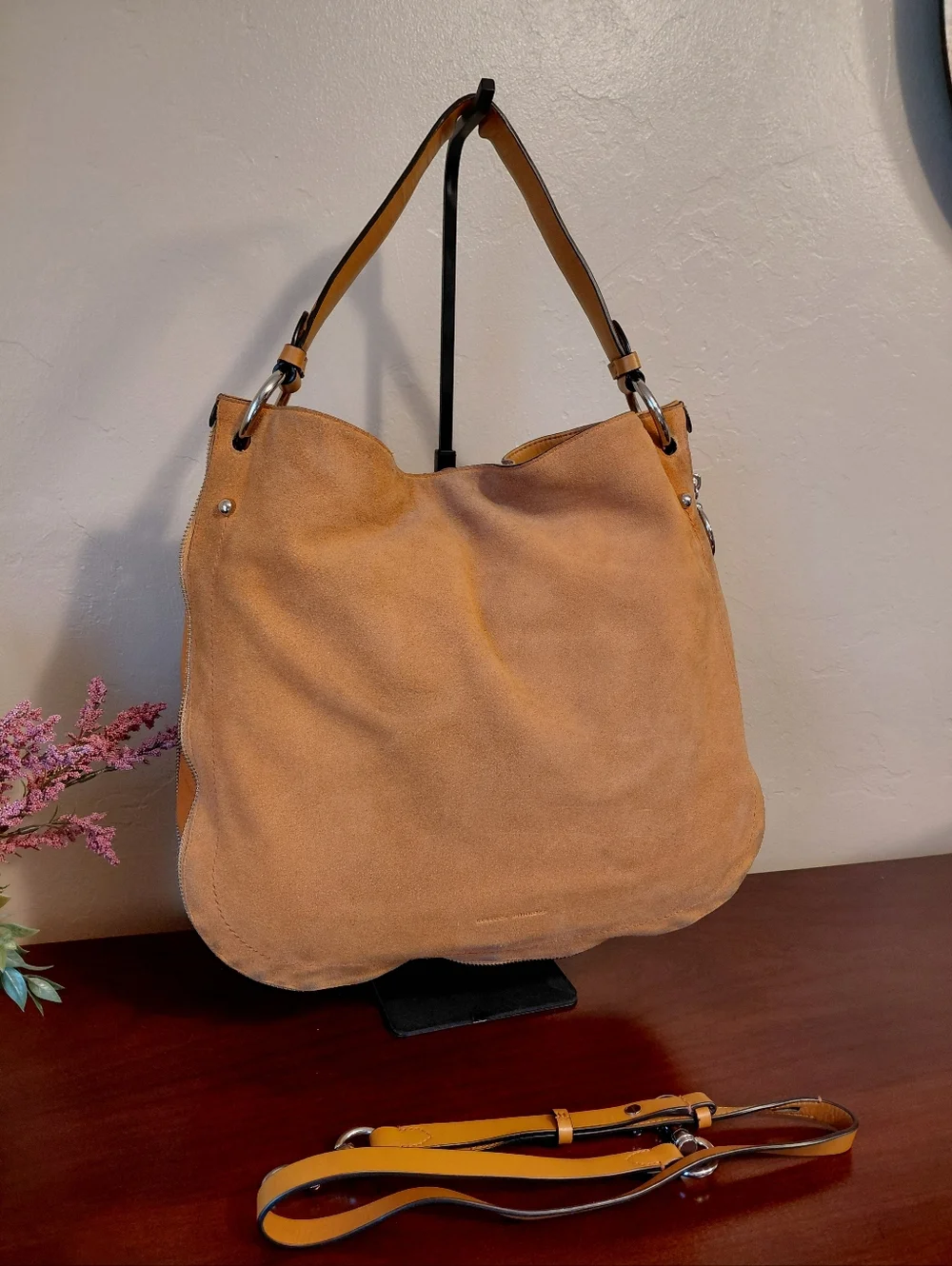 Rebecca Minkoff Suede & Leather Hobo Tote - Rehab