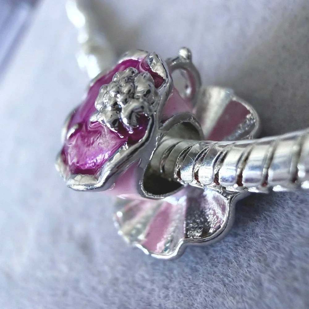 Pink Teacup and Saucer Bead Charm fits PANDORA