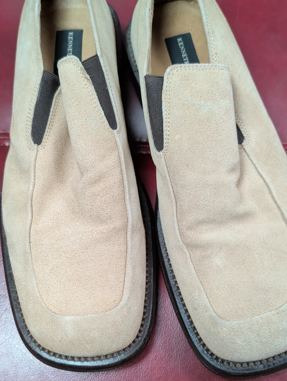 Kenneth Cole Beige Leather Suede Slip-On Loafers Dress Shoes Men's 11