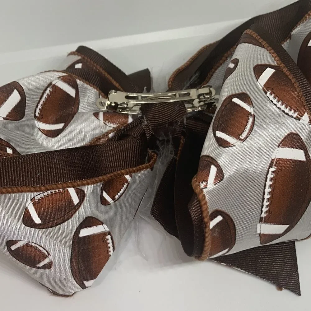 Girls large football hair bow