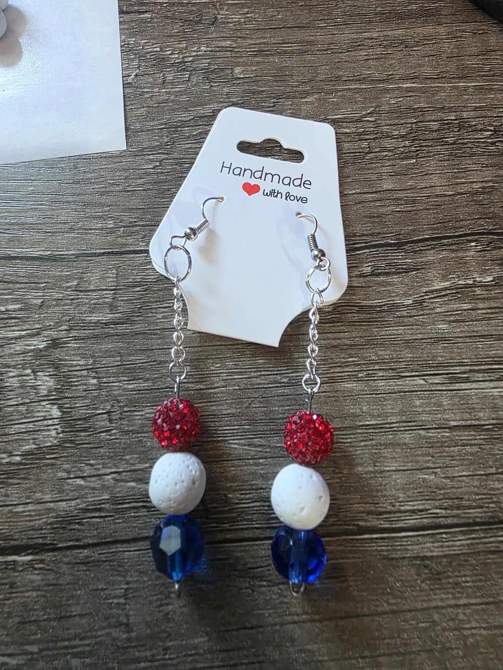 Styleandstone Handmade Red White & Blue Dangle Earrings