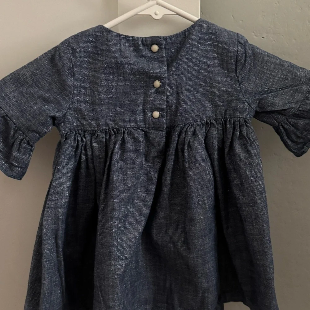 Gymboree Baby Girl Chambray Sparkle Denim Dress Button Back 12–18 Months