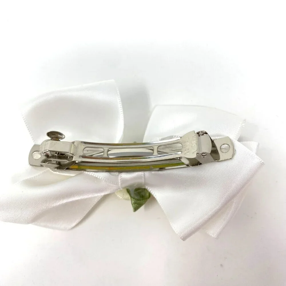 Satin Rosette Bow French Barrette Hair Clip Flower Girl Wedding Preowned