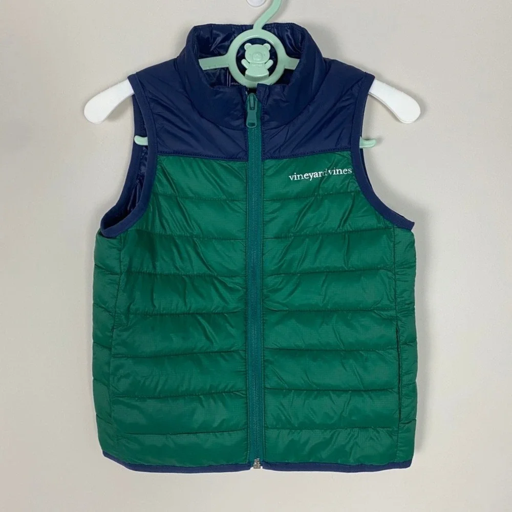 Vineyard Vines Colorblock Puffer Vest Unisex Kids 3T Lightweight Quilted Zip
