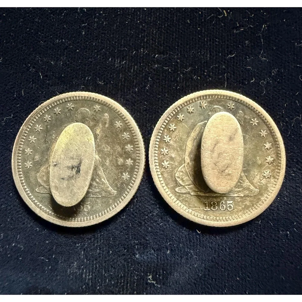 Victorian Love Token 1865 Coin Silver Half Dollar Button Studs