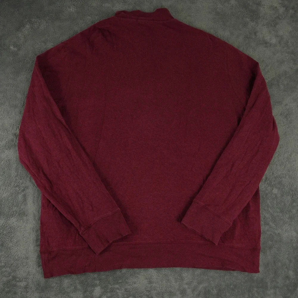 Polo Ralph Lauren Quarter Zip Mens XL Burgundy Cotton Blend Pullover Sweater
