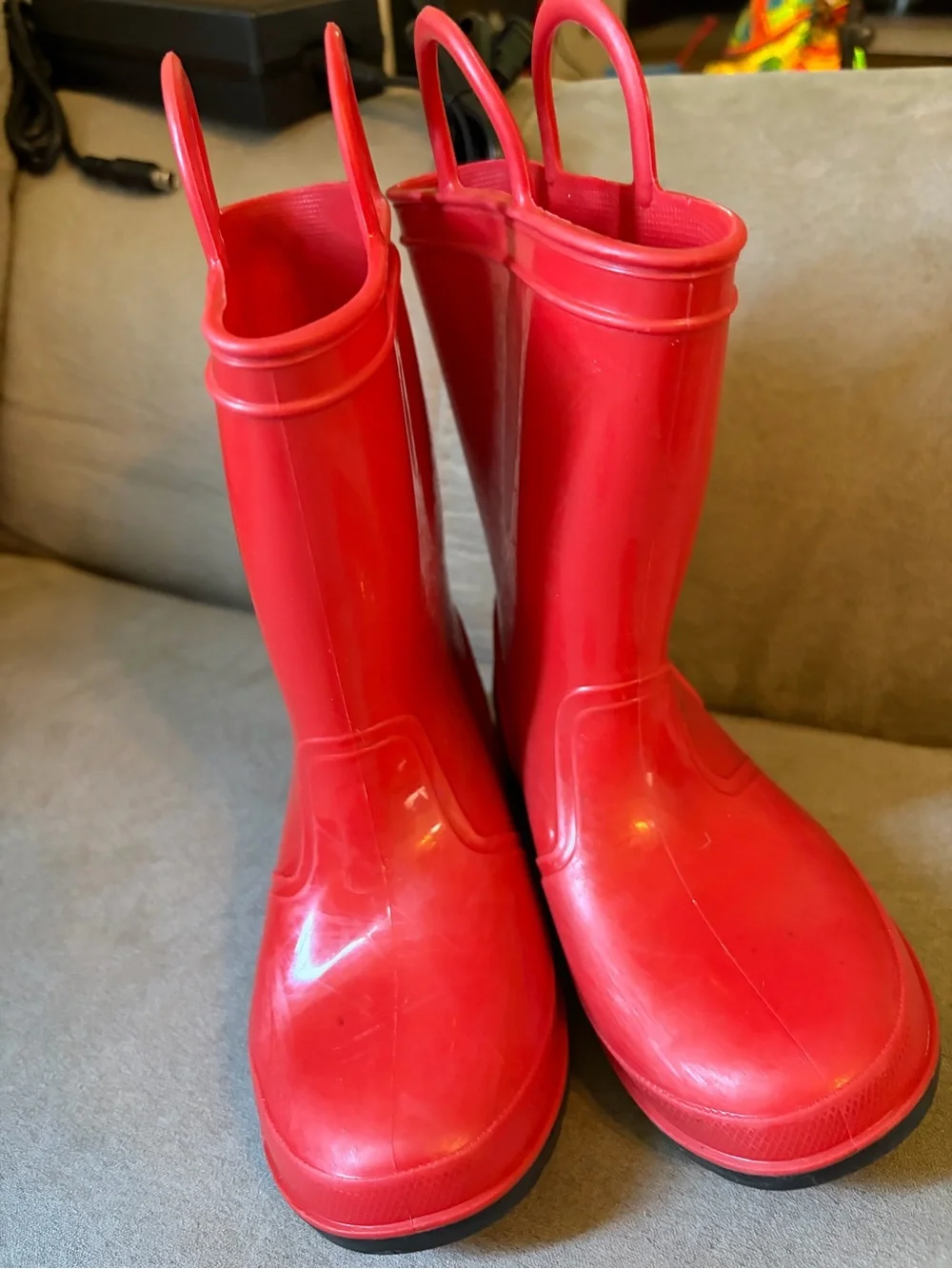 Kids Red Rain Boots with Easy Grip Handles