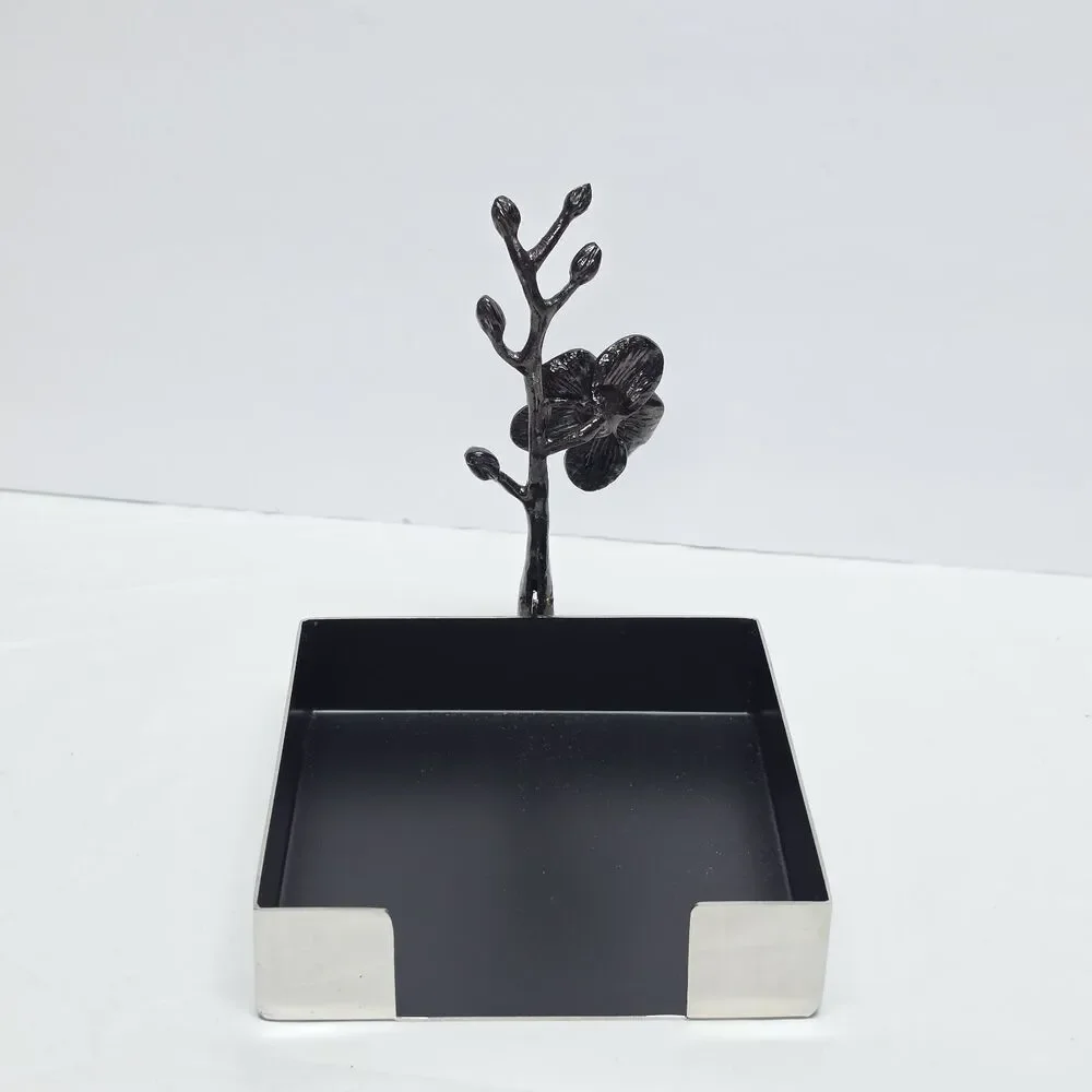 Michael Aram Black Orchid Cocktail Napkin Holder 5.25 X 5.25 X 1.25