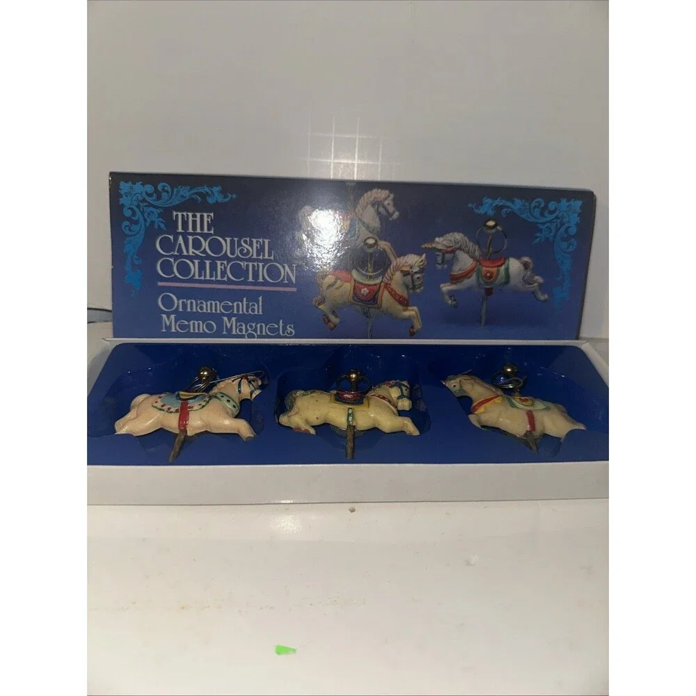 Vintage Carousel Collection Ornamental Memo Magnets Carousel Horses Set Of 3
