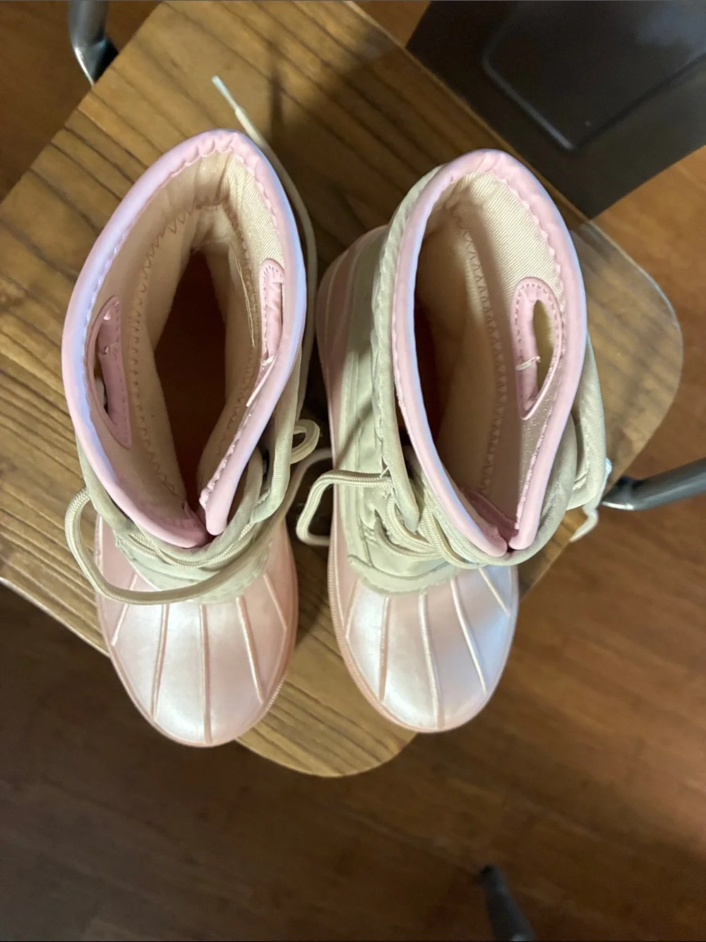 Sperry Kids Beige Quilted and Light Pink Waterproof Duck Boots