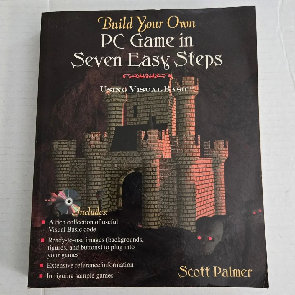 VTG 1996 Build Your Own PC Game Seven Easy Steps Visual Basic Book w/ CD Palmer‎