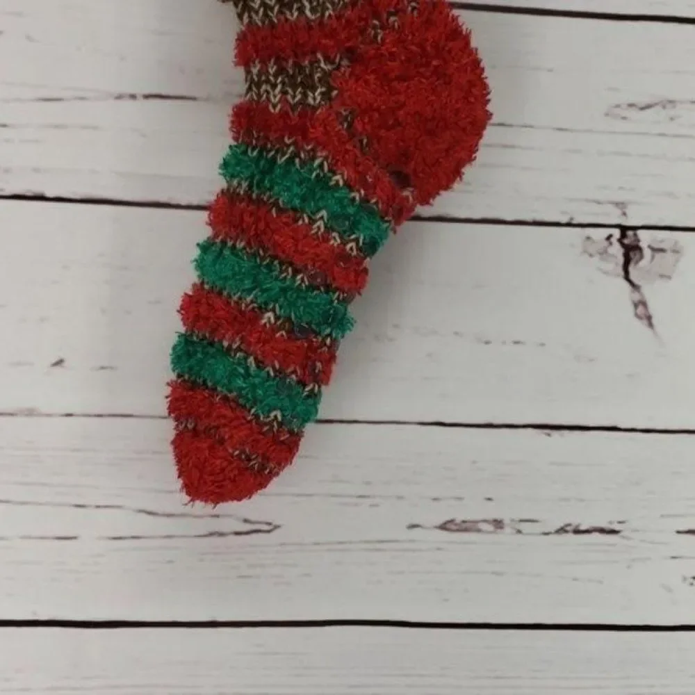 Sock Monkey Socks one size striped knitted red‎ green