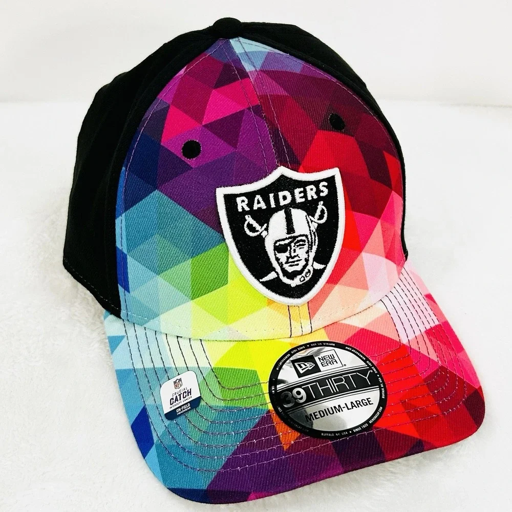 Las Vegas Raiders New Era Crucial Catch 39THIRTY Stretch Flex Hat Cap M/L NFL