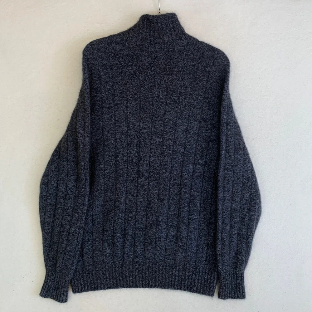 Lothlorian Possum Wool 1/4 Zip Sweater Mens M Blue Ribbed Pullover New Zealand
