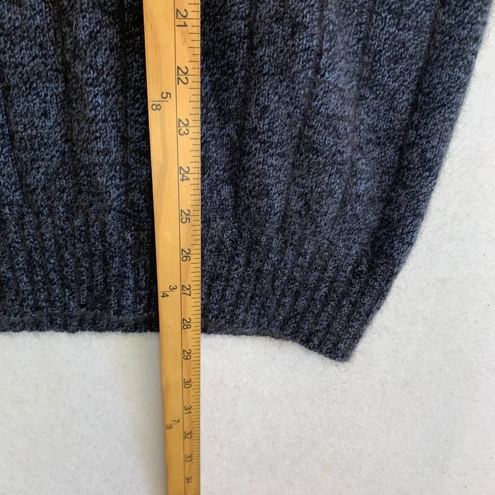 Lothlorian Possum Wool 1/4 Zip Sweater Mens M Blue Ribbed Pullover New Zealand