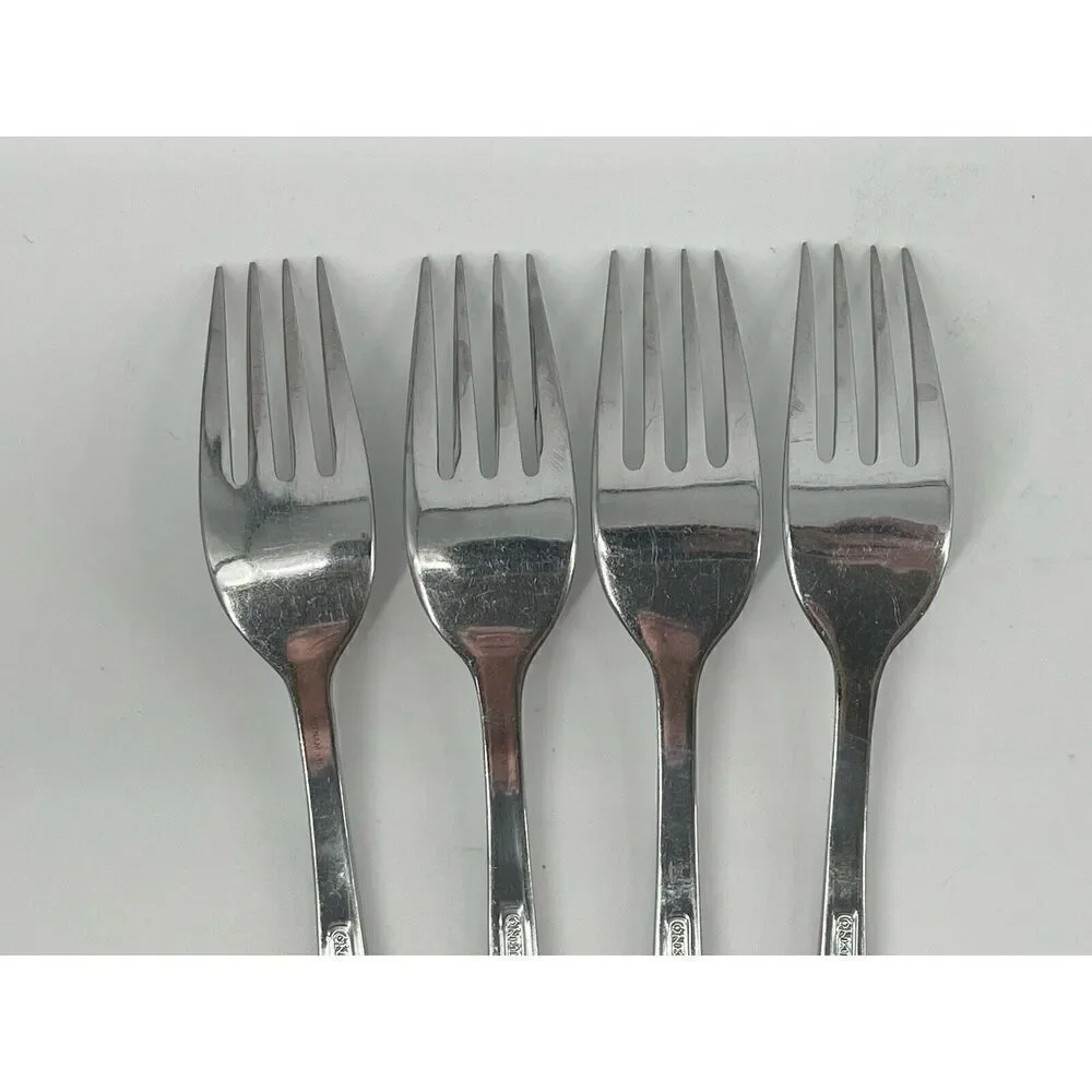 Oneida ICARUS Place Dinner Forks 8” Glossy Stainless Flatware Set Of 4